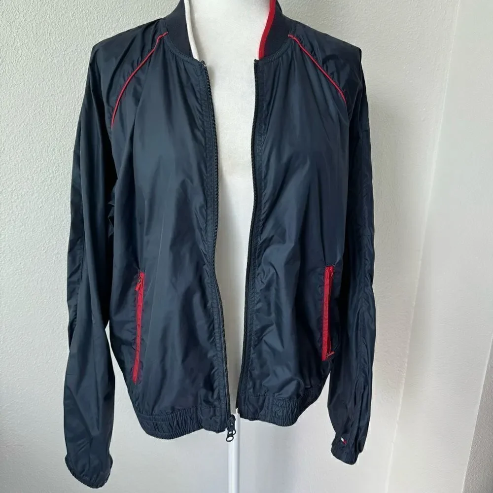 Tommy Hilfiger Blue Nylon Bomber Jacket Size XL